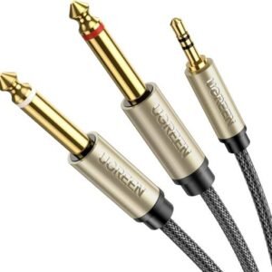 Ugreen 10613 1M Gray 3.5mm TRS to Dual 6.35mm TS Audio Cable AV126-10613